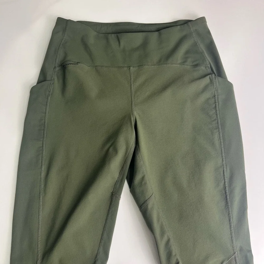 Title Nine Sylvan Hybrid Hiking Tights Leggings Pants Size Medium Olive Green - Picture 5 of 16